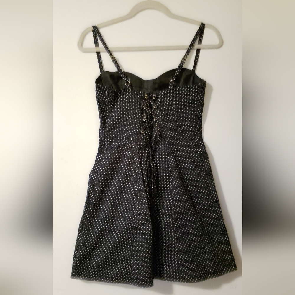 Selé black w/ white polka dot rockabilly pin up dress size Medium M - Picture 2 of 14